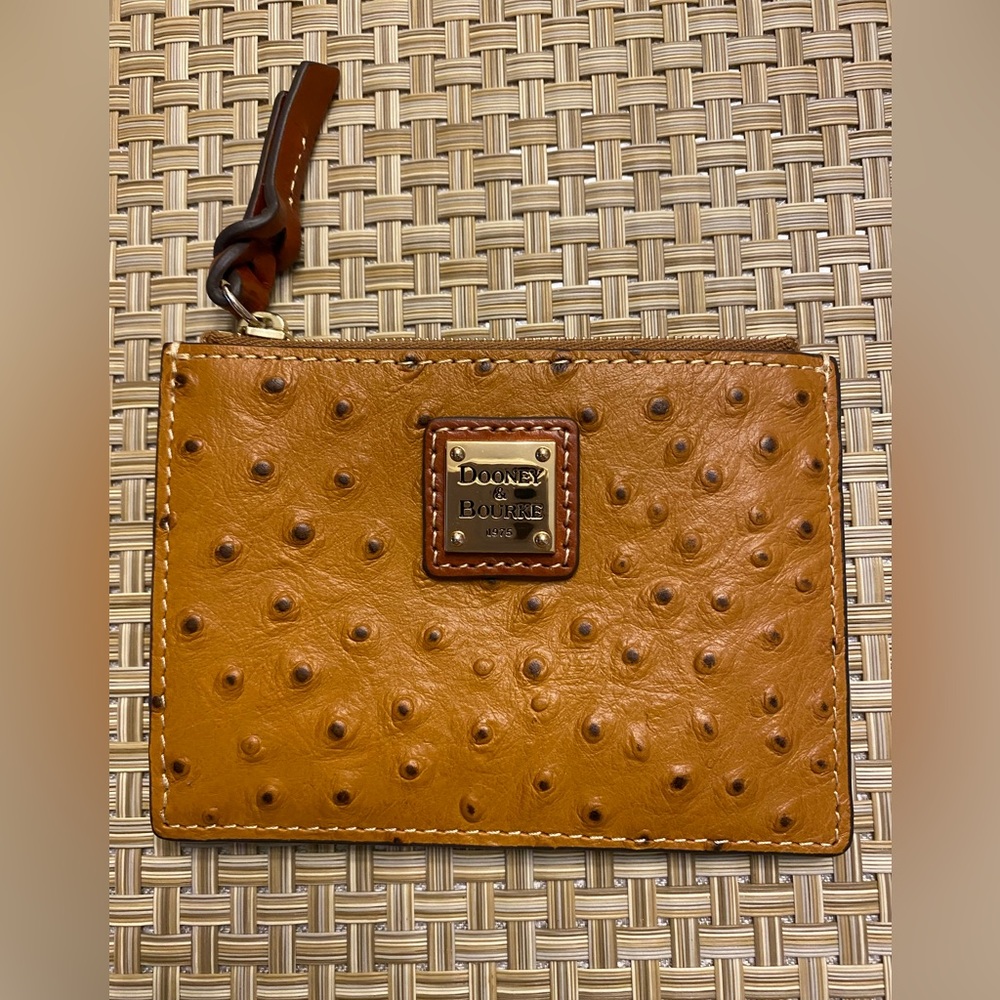 Dooney and Burke Tan Ostrich small coin/card case.